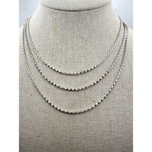 925 Italy Sterling Silver Triple Strand Popcorn Chain Necklace 16”